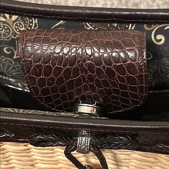 Brighton Woven Wicker Straw & Leather Shoulder Bag Crossbody Purse w/ Dust Bag - Picture 7 of 13